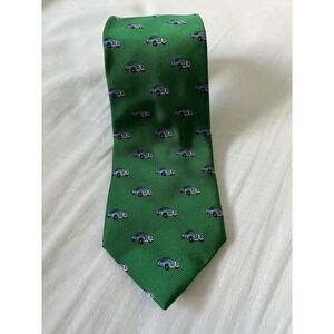 ✨ G.H. Bass & Co Men's‎ Tie - Green w/ Blue Cars - 100% Silk